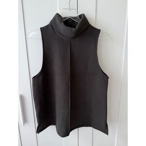 OGL FuzzLuxe Turtle Neck Split Hem Top charcoal gray black size large NWT